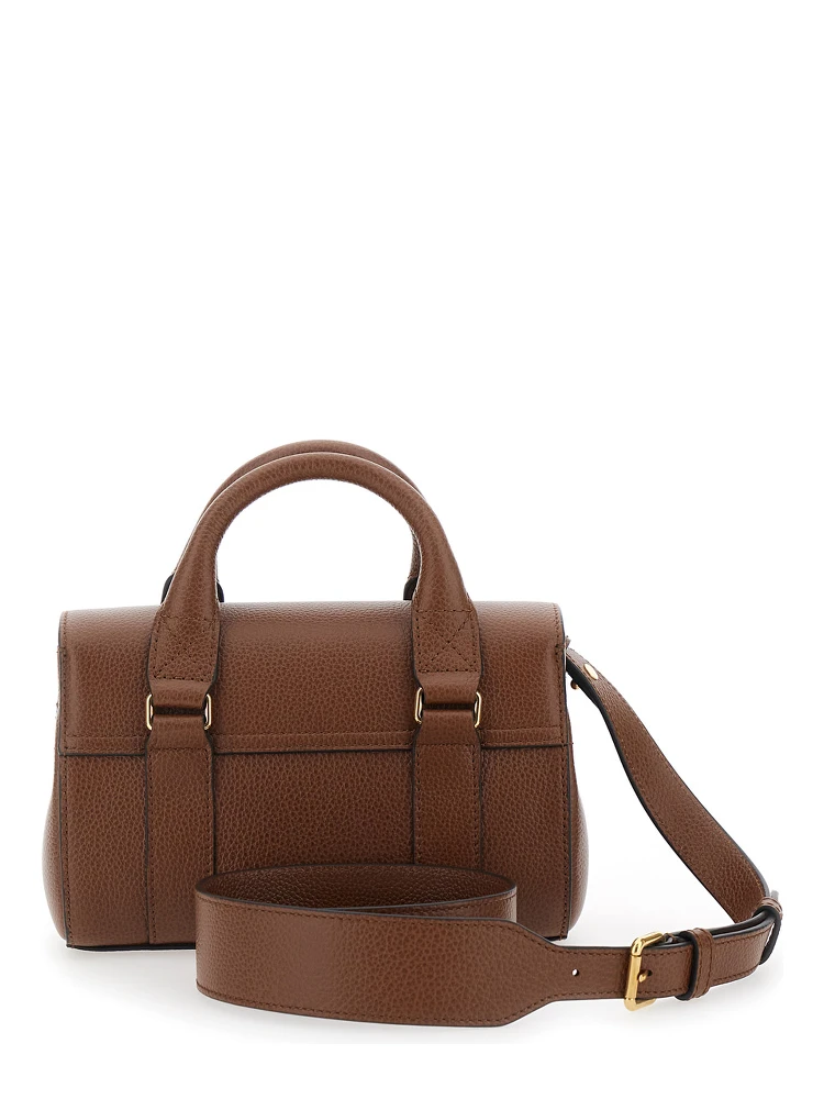 Bayswater Mini Brown Handbag with Twist Lock in Hammered Leather Woman alternative