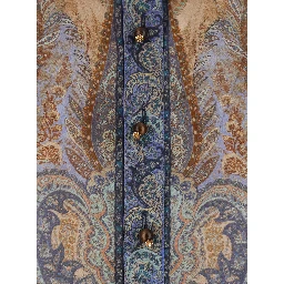 Wanderlust Multicolor Shirt with Classic Collar and All-Over Print in Silk Woman