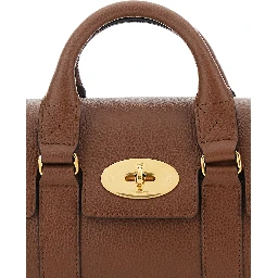 Bayswater Mini Brown Handbag with Twist Lock in Hammered Leather Woman