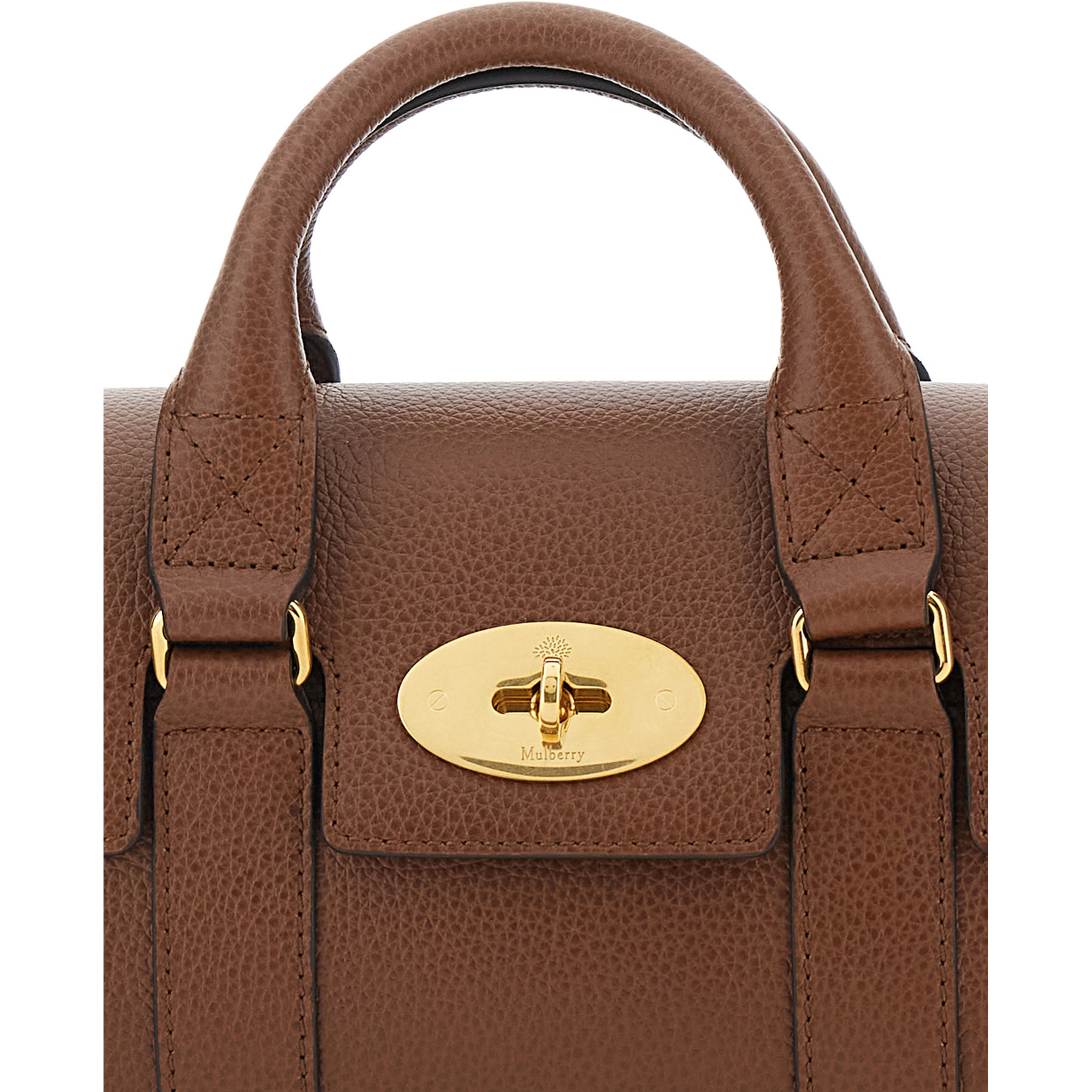 Bayswater Mini Brown Handbag with Twist Lock in Hammered Leather Woman