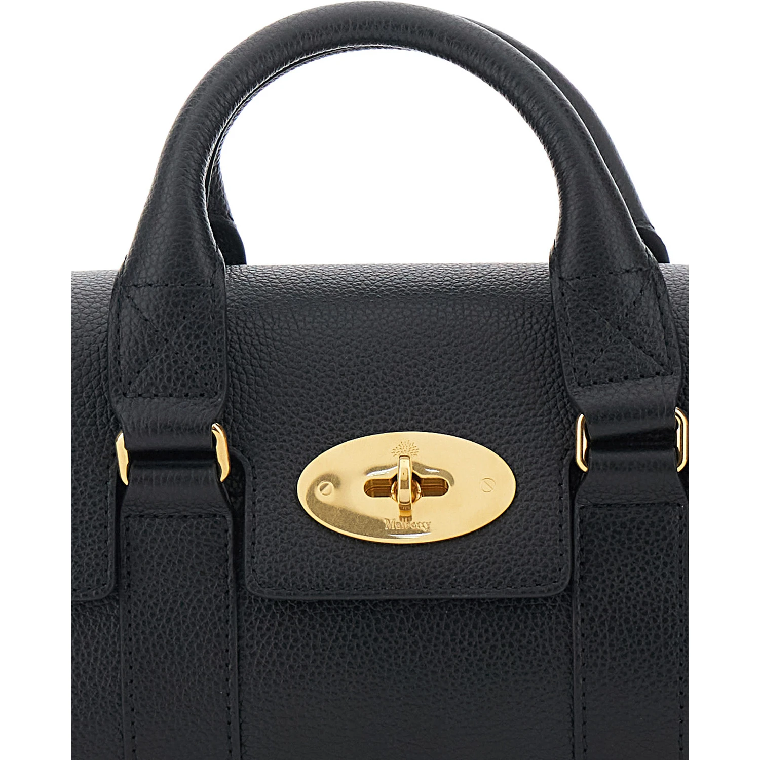 Bayswater Mini Black Handbag with Twist Lock in Hammered Leather Woman
