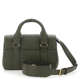 Bayswater Mini Green Handbag with Twist Lock in Hammered Leather Woman