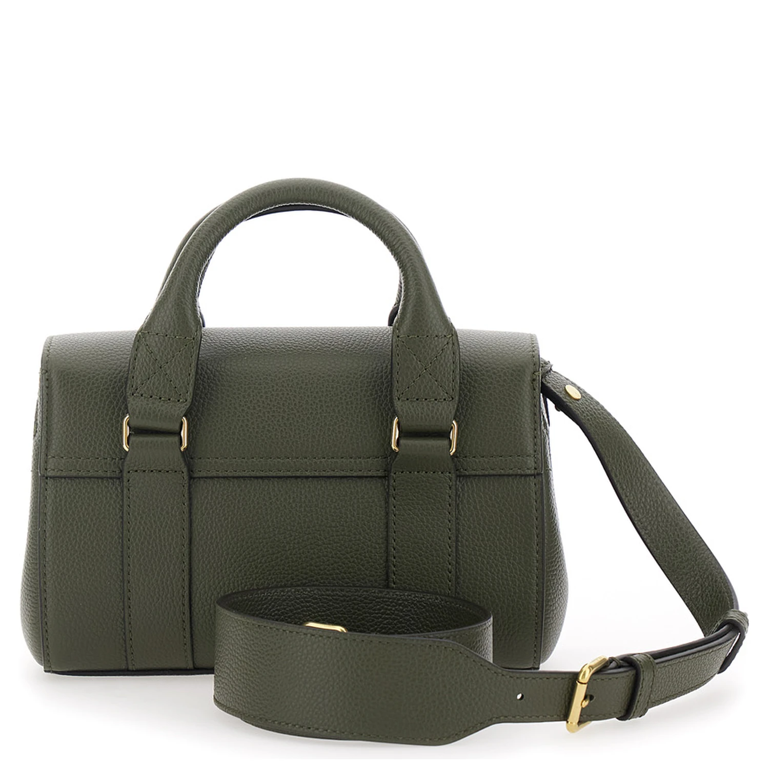 Bayswater Mini Green Handbag with Twist Lock in Hammered Leather Woman