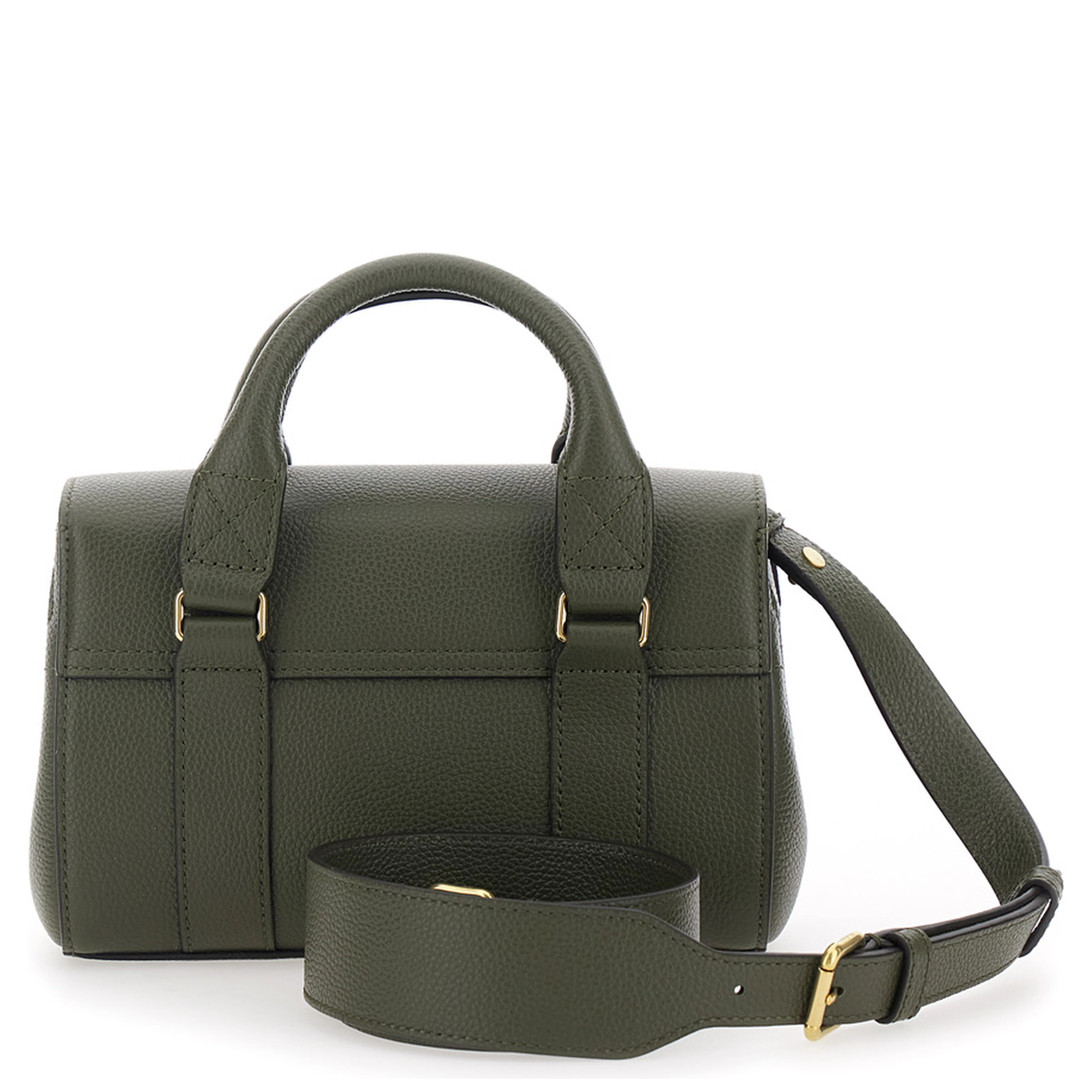 Bayswater Mini Green Handbag with Twist Lock in Hammered Leather Woman