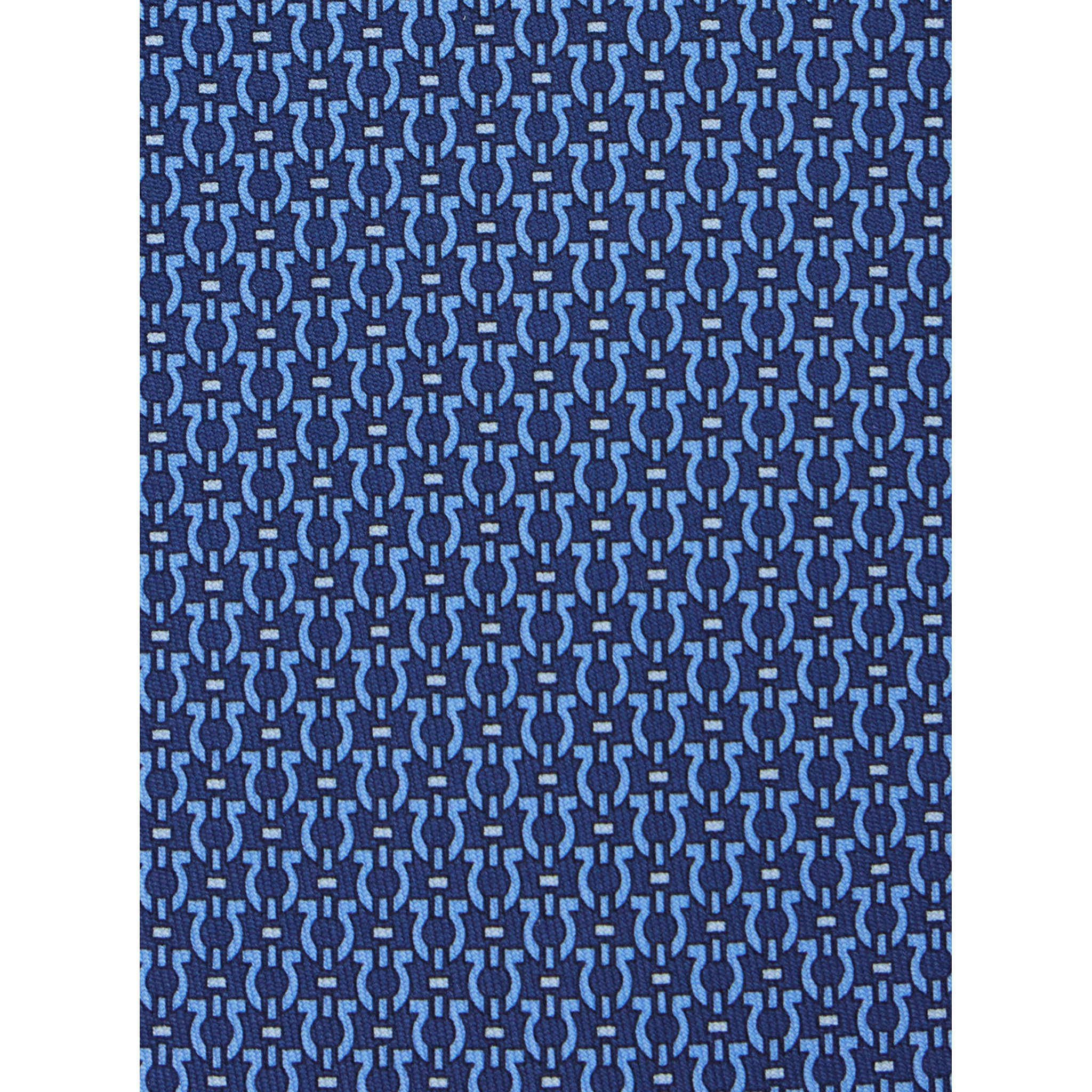 Blue Tie with Rear Tie Closure and All-Over Gancini Print in Silk Man