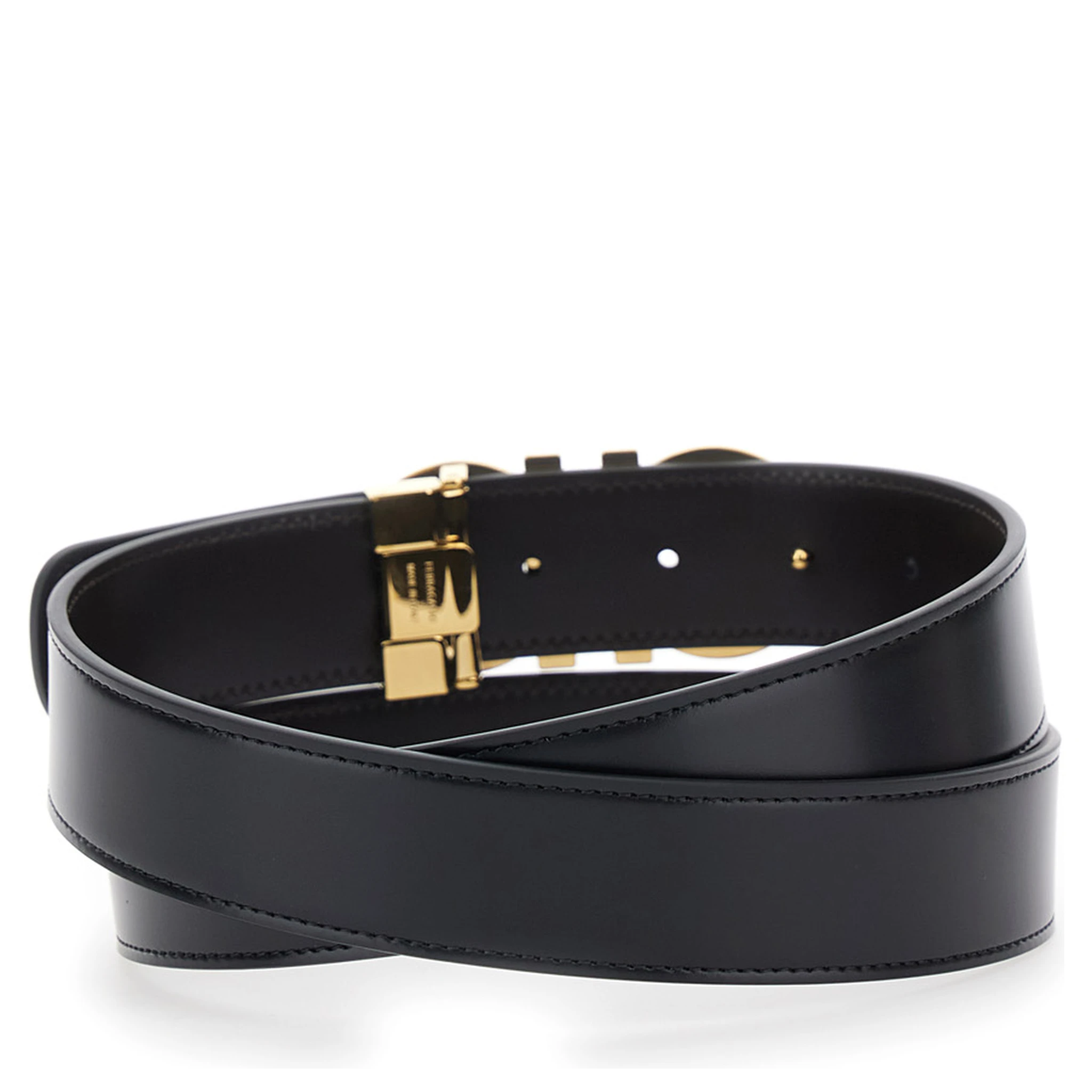 Black Belt with Gancini Buckle in Leather Man