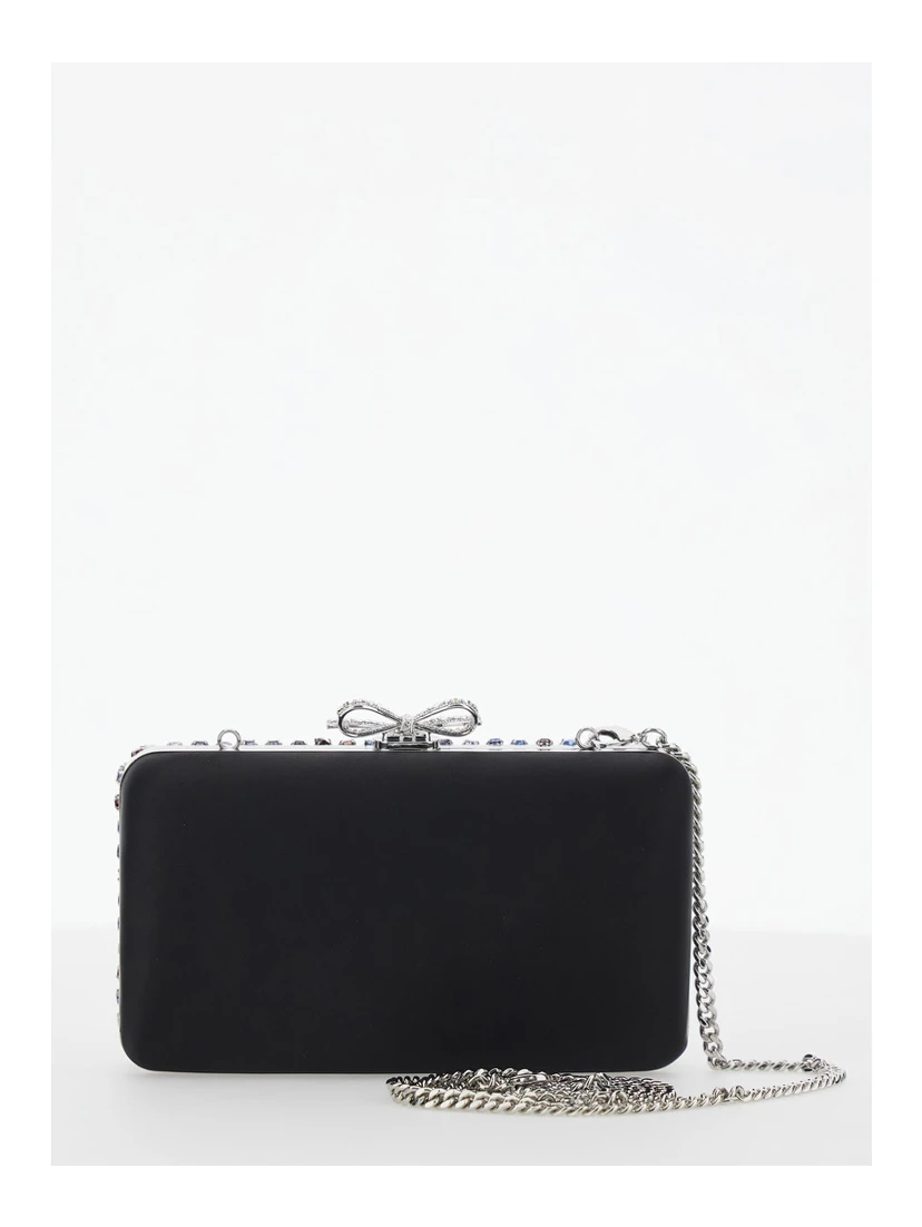 Multicolor Clutch with Crystal Embellishments on the Front and Snap Bow Closure in Tech Fabric Woman