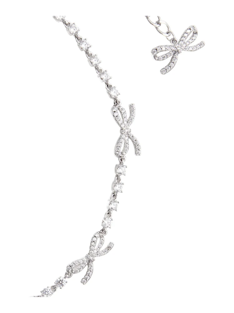 Silver Colored Necklace with Bows and Crystal Embellishments in Copper Woman alternative