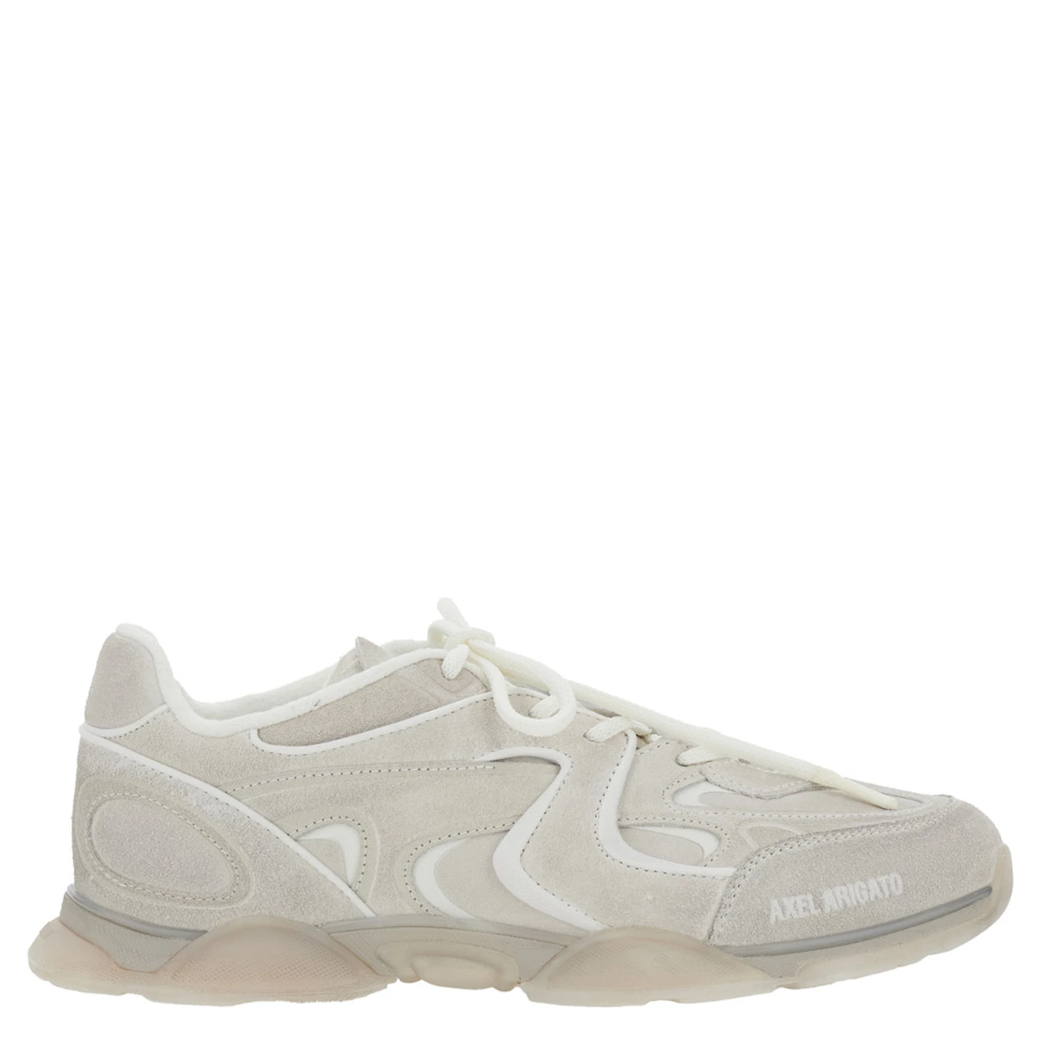 Eris White Sneaker with Side Logo Lettering and Panel Design in Suede Man