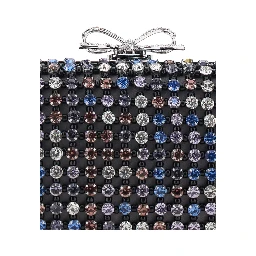 Multicolor Clutch with Crystal Embellishments on the Front and Snap Bow Closure in Tech Fabric Woman