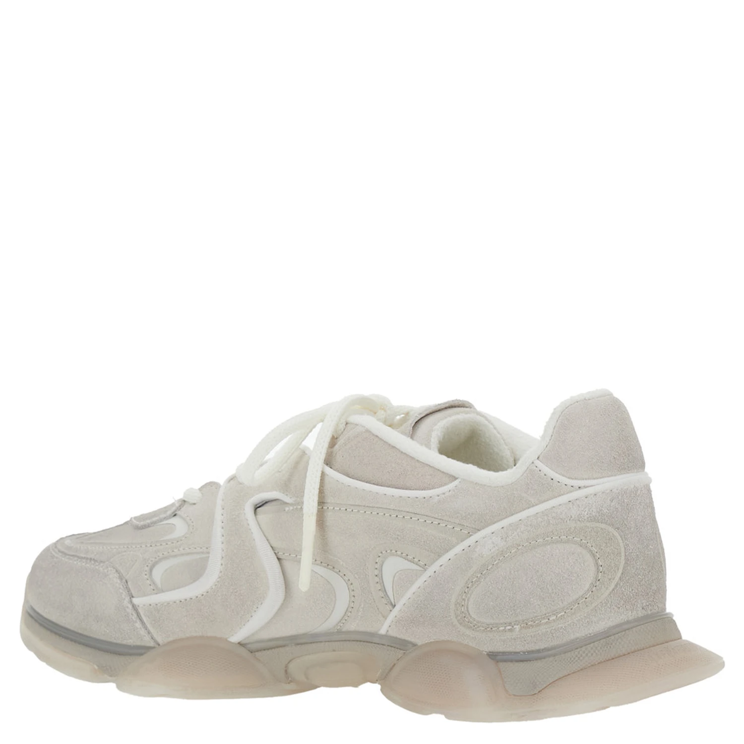 Eris White Sneaker with Side Logo Lettering and Panel Design in Suede Man
