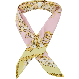 Multicolor Scarf with All-Over Baroque Print in Silk Woman