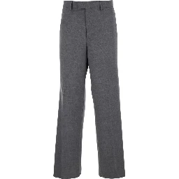 Grey Tailored Trousers with Back Welt Pocket in Wool Man
