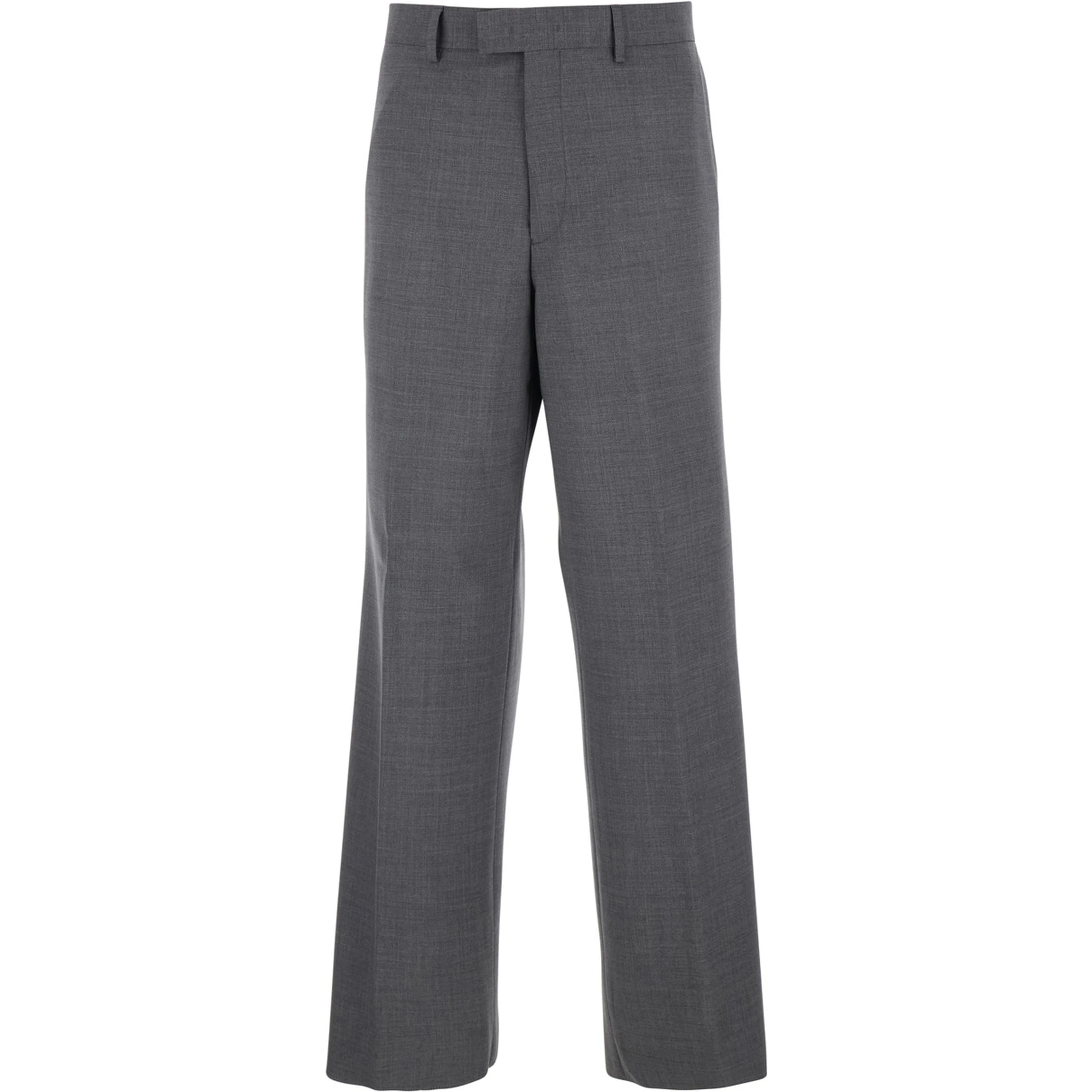 Grey Tailored Trousers with Back Welt Pocket in Wool Man
