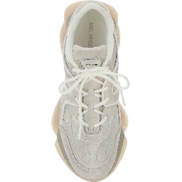 Eris White Sneaker with Side Logo Lettering and Panel Design in Suede Man