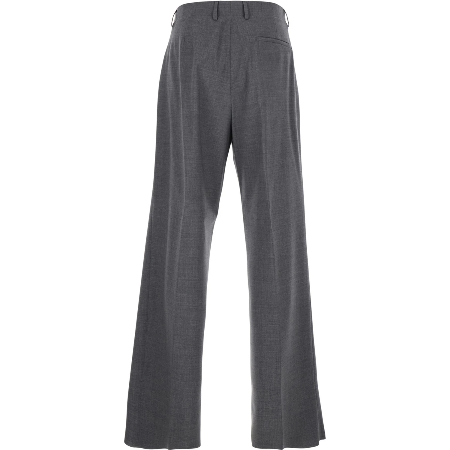 Grey Tailored Trousers with Back Welt Pocket in Wool Man