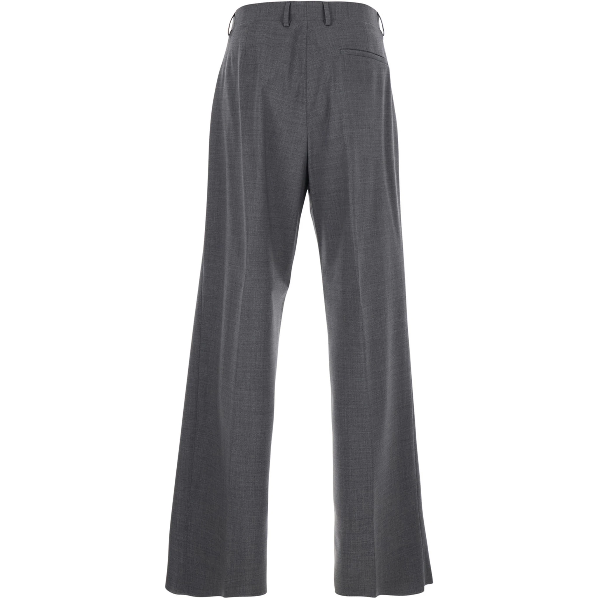 Grey Tailored Trousers with Back Welt Pocket in Wool Man