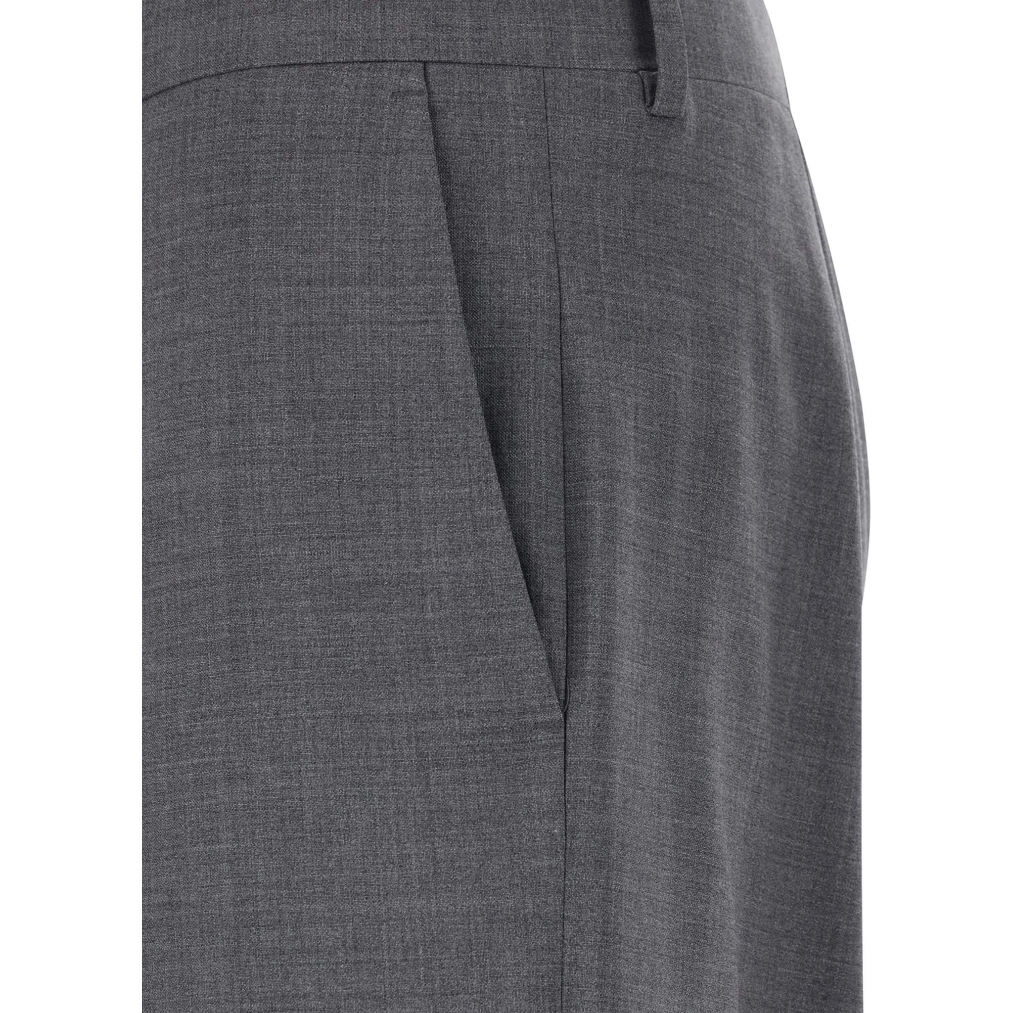 Grey Tailored Trousers with Back Welt Pocket in Wool Man