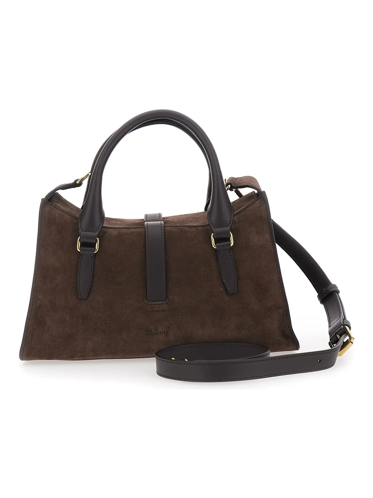 Roxanne Brown Small Handbag with Adjustable and Removable Shoulder Strap and Two Front Pockets in Suede Woman alternative