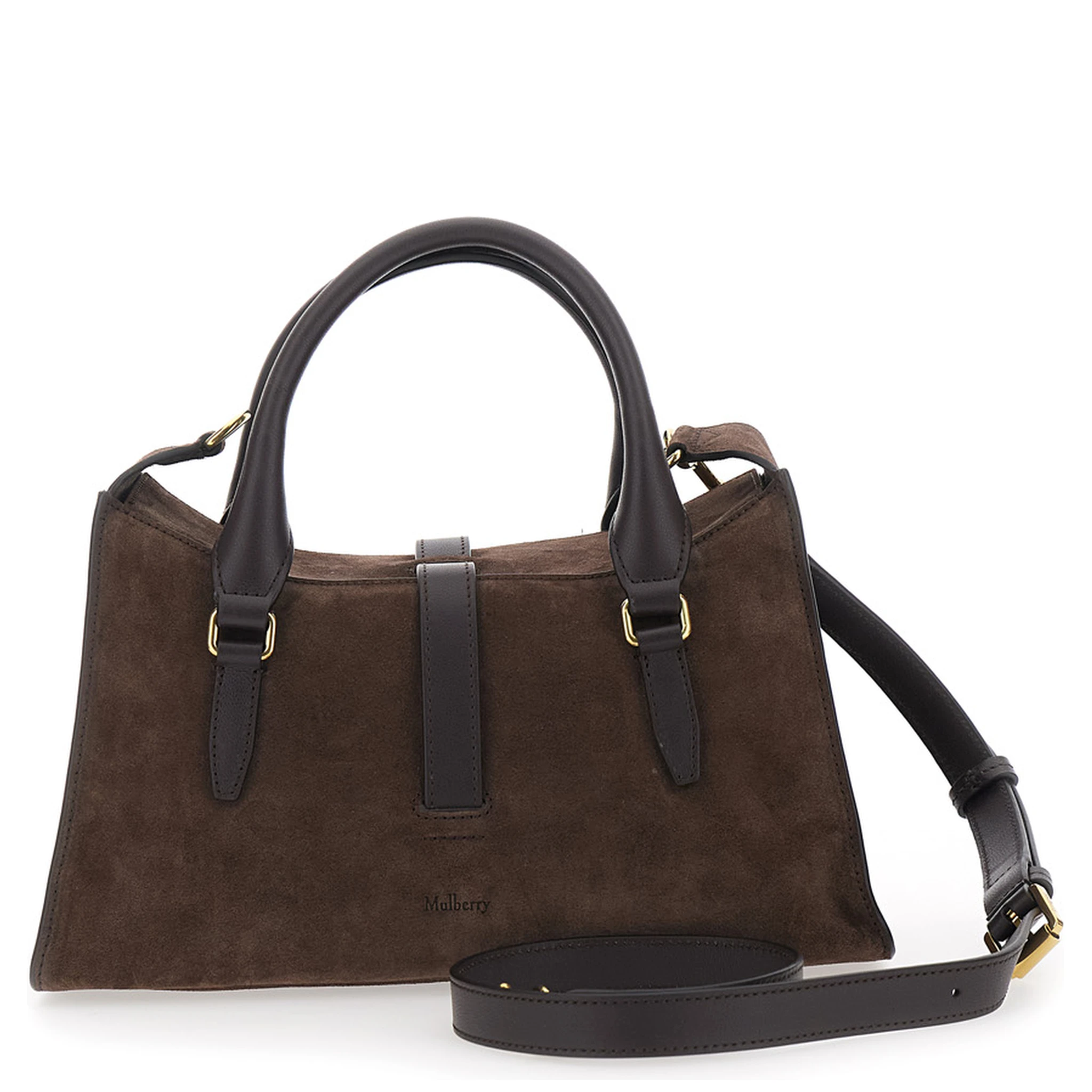 Roxanne Brown Small Handbag with Adjustable and Removable Shoulder Strap and Two Front Pockets in Suede Woman