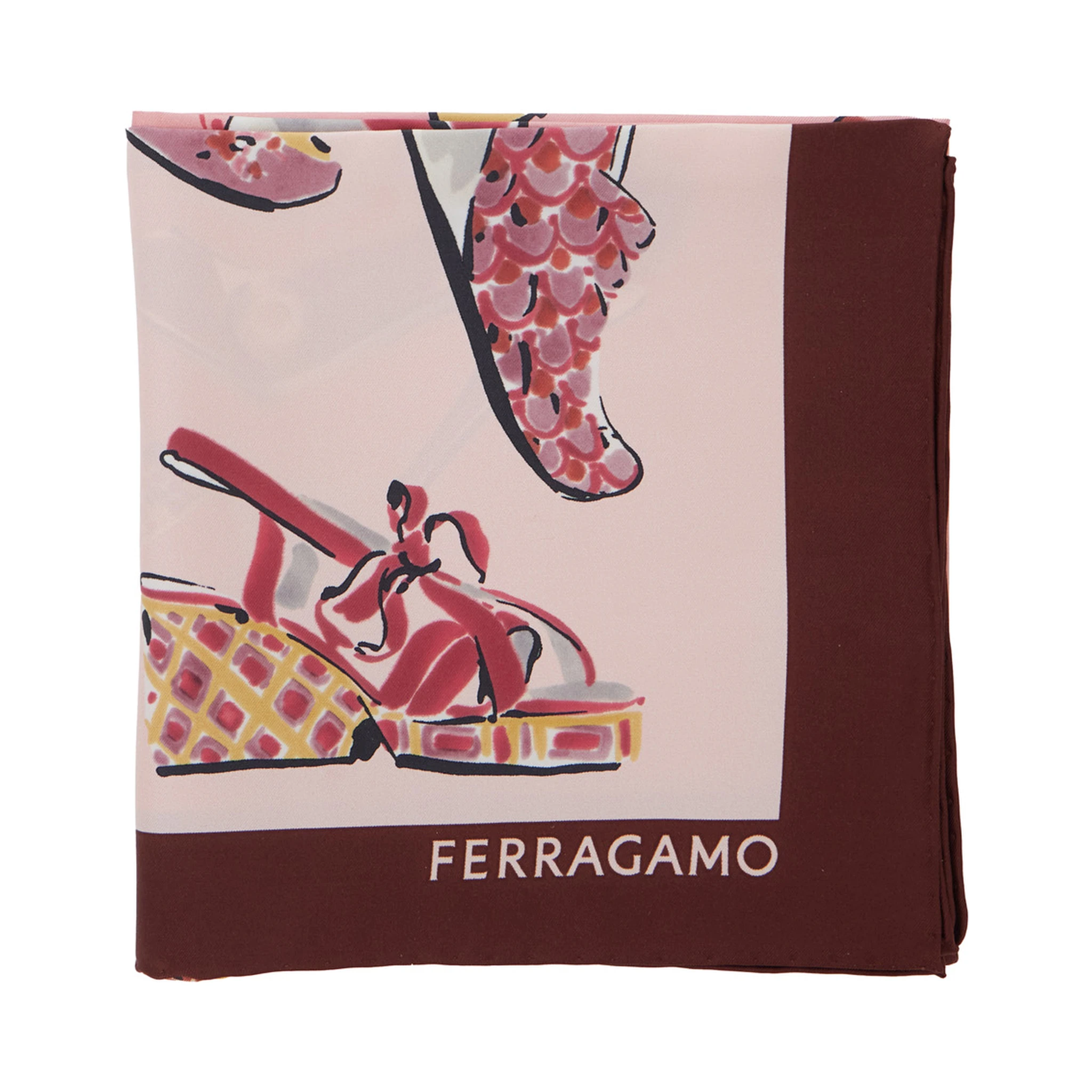 Multicolor Scarf with All-Over Print and Logo Lettering in Silk Woman