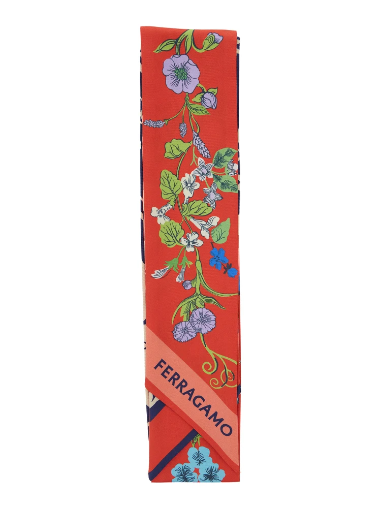 Pegaso Multicolor Square Scarf with All-Over Print and Logo Lettering in Silk Woman