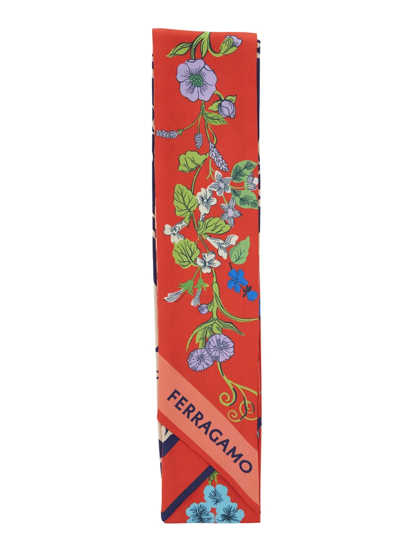 Pegaso Multicolor Square Scarf with All-Over Print and Logo Lettering in Silk Woman