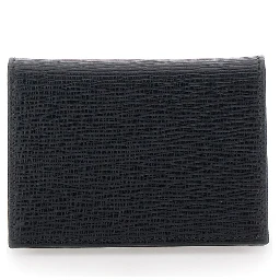 Revival Black Card Holder with Gancini Buckle on the Front in Leather Man