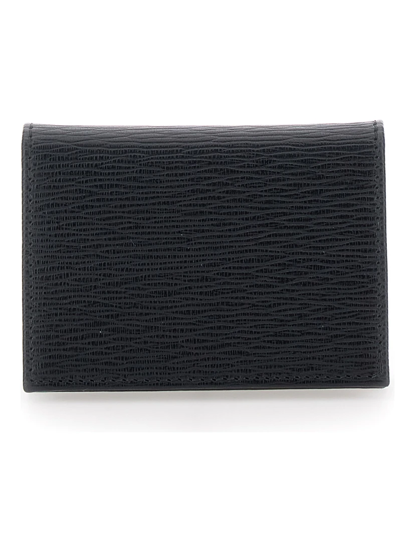Revival Black Card Holder with Gancini Buckle on the Front in Leather Man