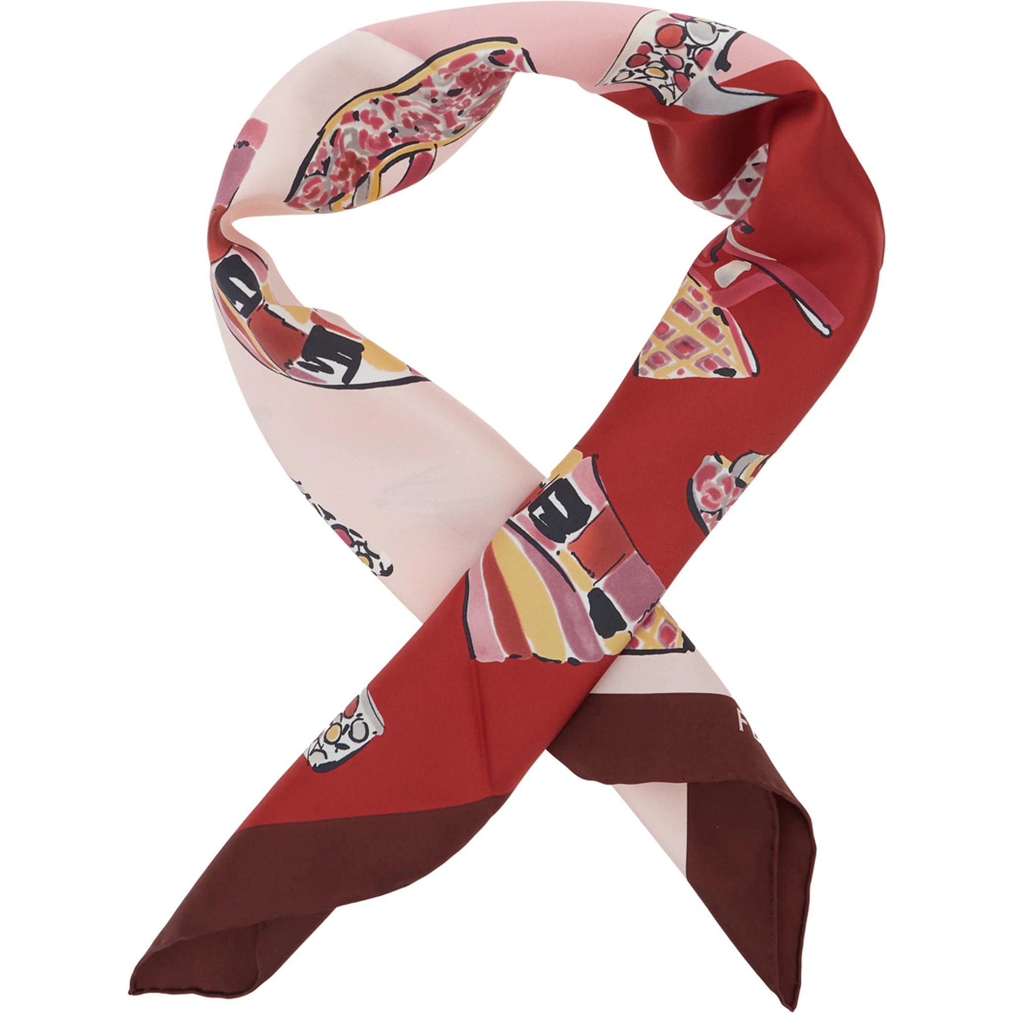 Multicolor Scarf with All-Over Print and Logo Lettering in Silk Woman
