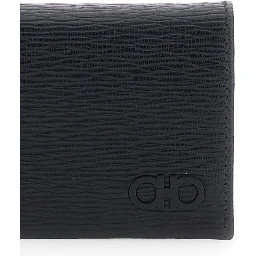 Revival Black Card Holder with Gancini Buckle on the Front in Leather Man
