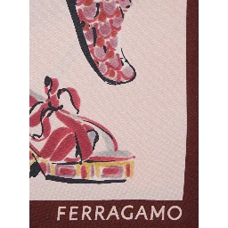 Multicolor Scarf with All-Over Print and Logo Lettering in Silk Woman