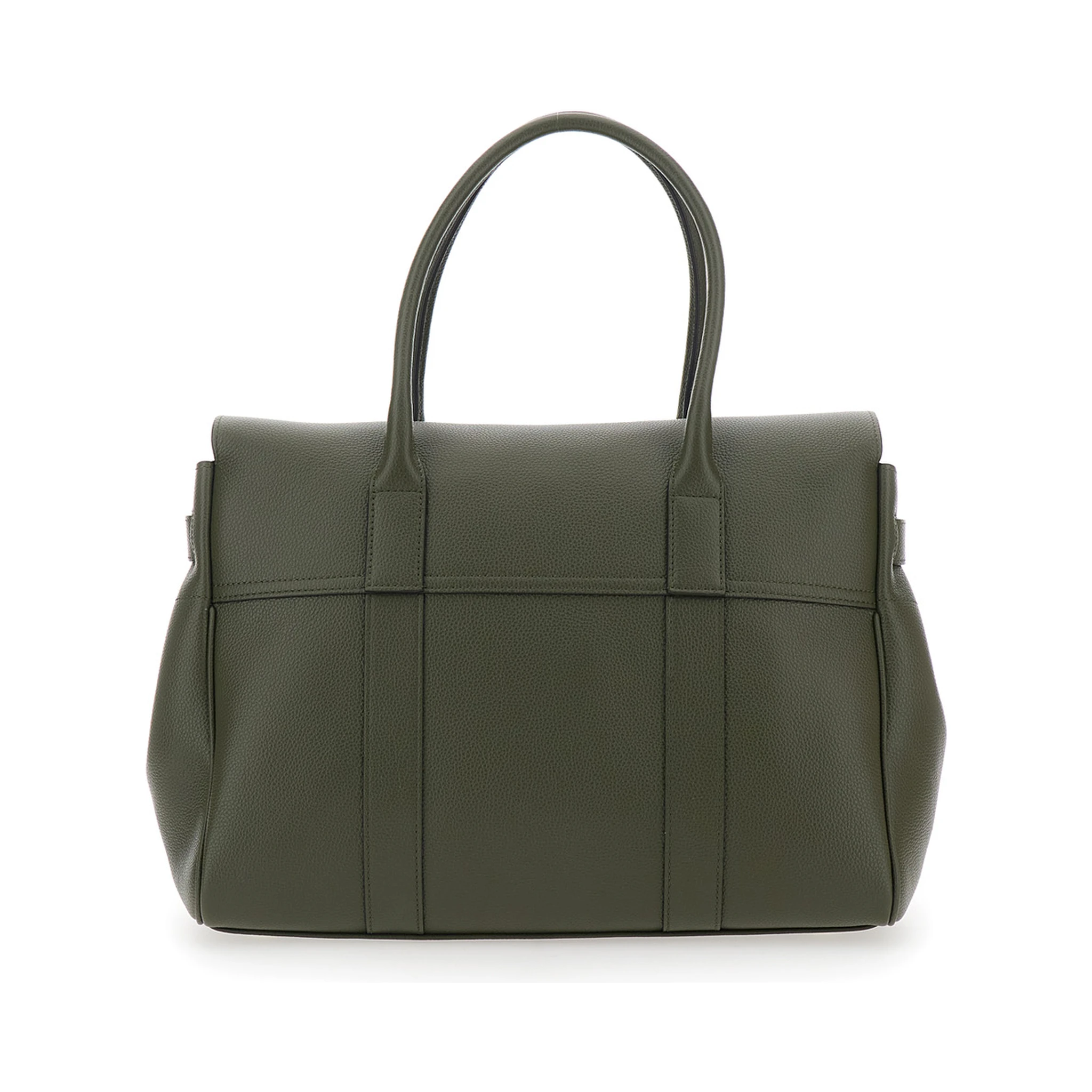 Bayswater Green Handbag with Twist-Lock Closure in Grained Leather Woman