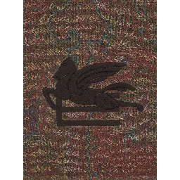 Arnica Brown Clutch with Embroidered Logo on the Front and All-Over Motif in Cotton Blend Woman