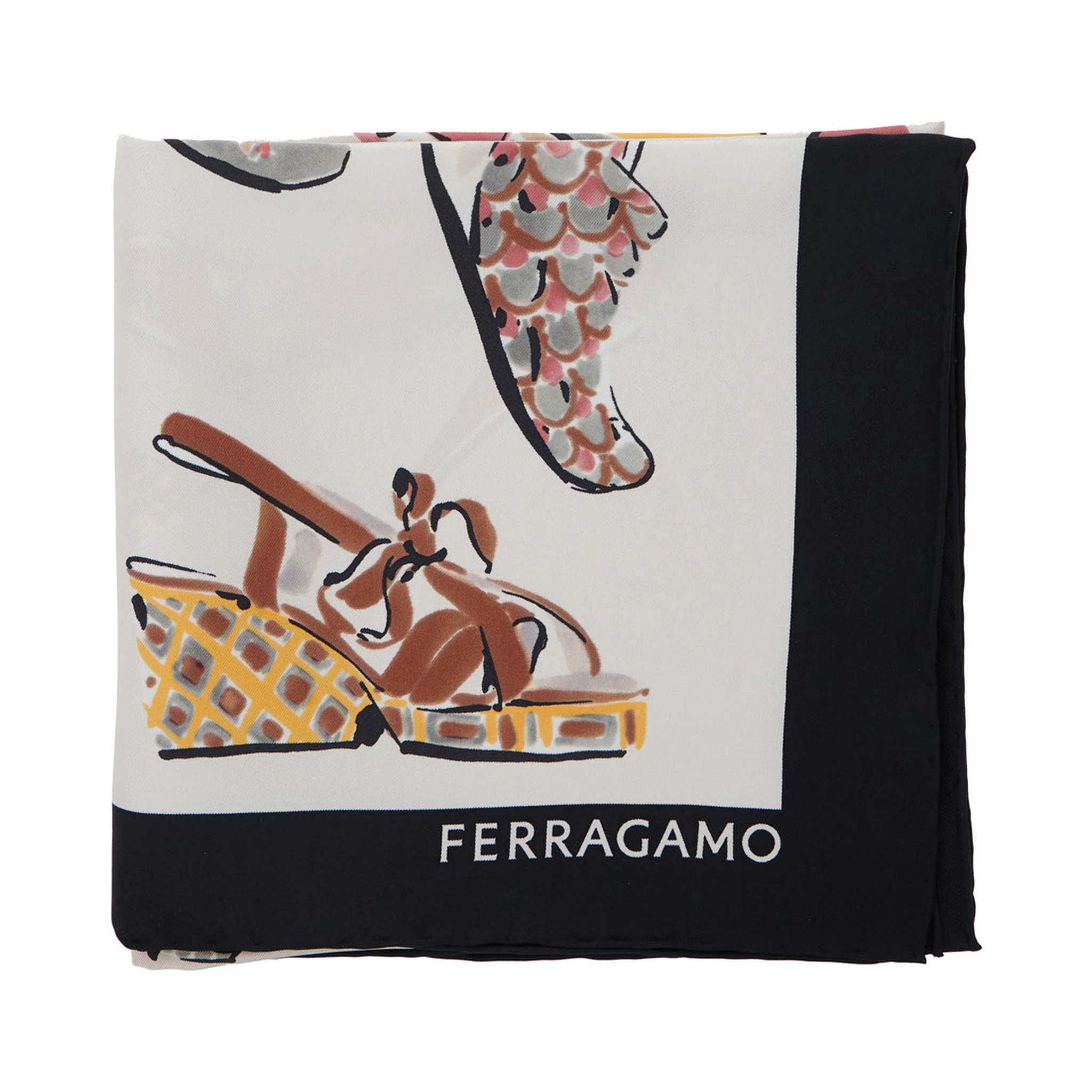 Multicolor Scarf with All-Over Print and Logo Lettering in Silk Woman
