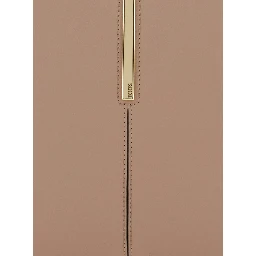 Ebr Mini Beige Shoulder Bag with Logo Metal Plate in Leather Woman