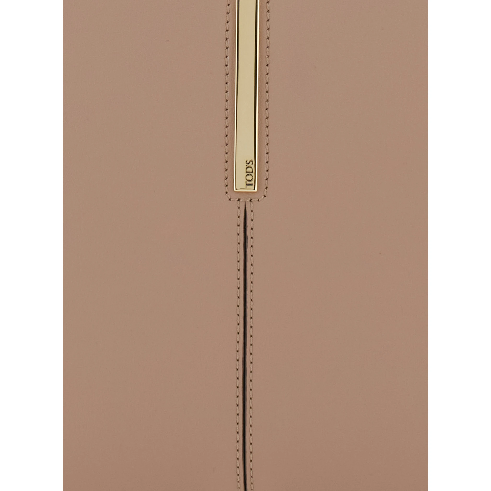 Ebr Mini Beige Shoulder Bag with Logo Metal Plate in Leather Woman