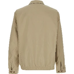 Beige Jacket with Pony Embroidered on the Front in Tech Fabric Man