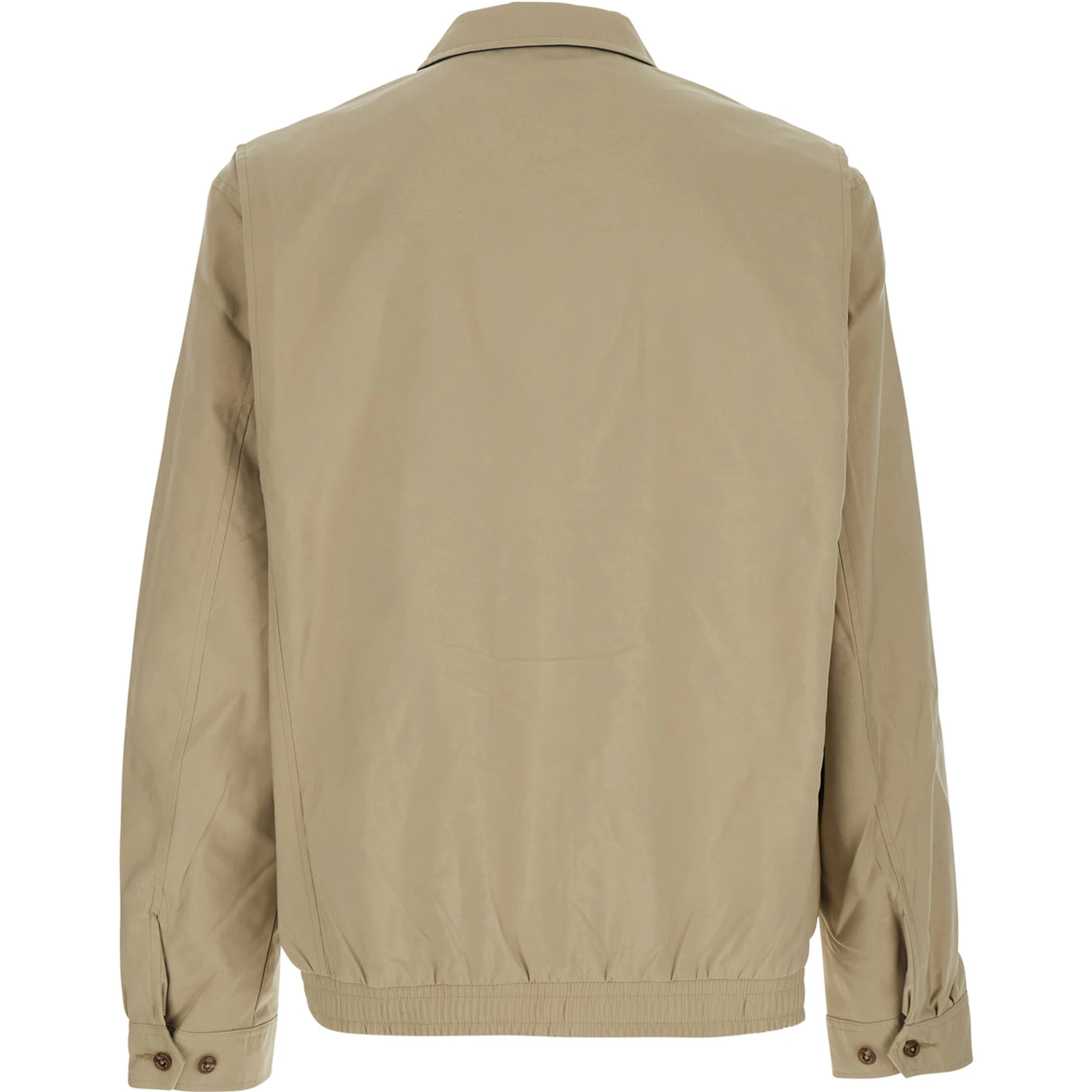 Beige Jacket with Pony Embroidered on the Front in Tech Fabric Man