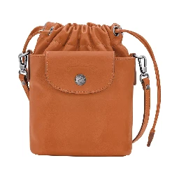 Le Pliage Xtra Brown Crossbody Bag with Drawstring Closure and Adjustable and Removable Shoulder Strap in Leather Woman