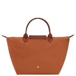 Le Pliage Original Brown Medium Handbag with Embossed Logo in Canvas Woman