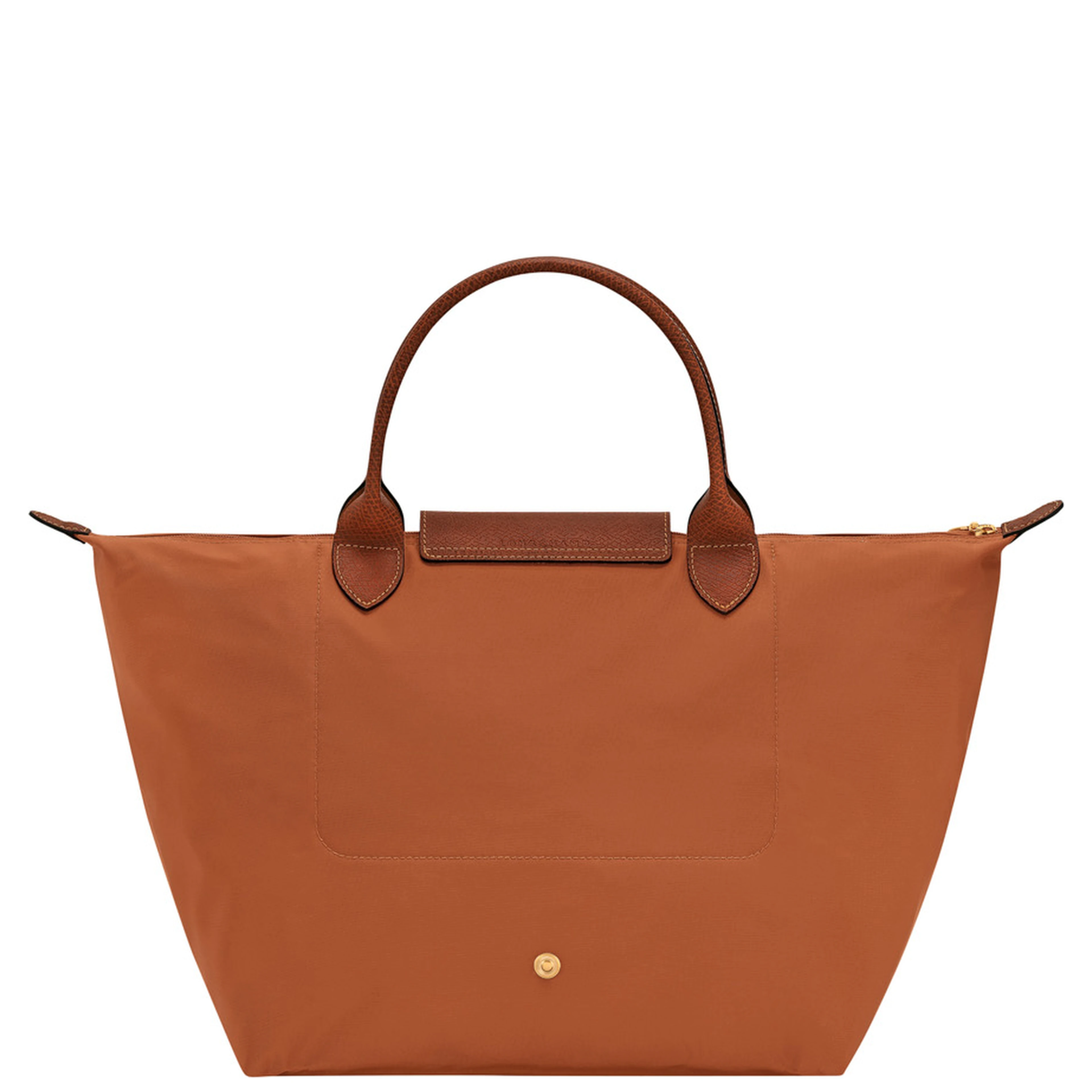 Le Pliage Original Brown Medium Handbag with Embossed Logo in Canvas Woman