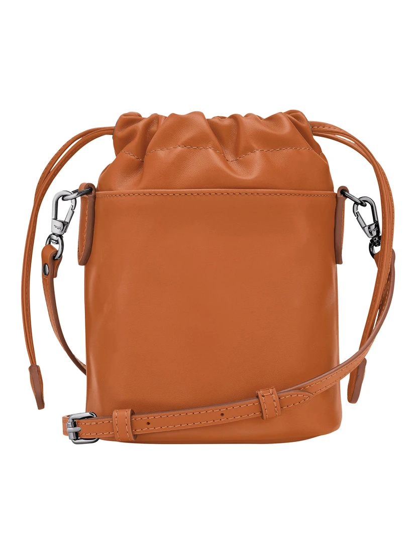 Le Pliage Xtra Brown Crossbody Bag with Drawstring Closure and Adjustable and Removable Shoulder Strap in Leather Woman