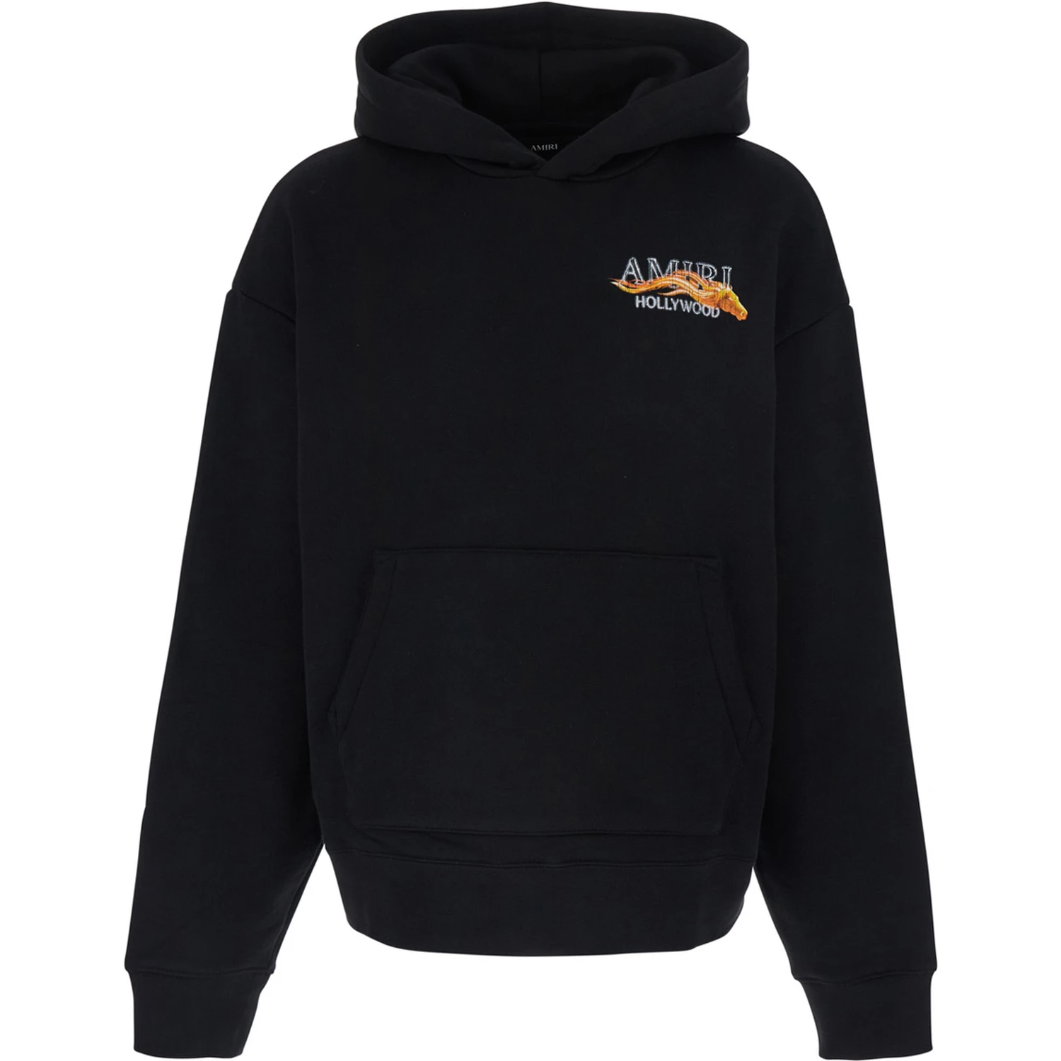 Black Hoodie with Fixed Hood and Logo Lettering on Front and Rear in Cotton Man