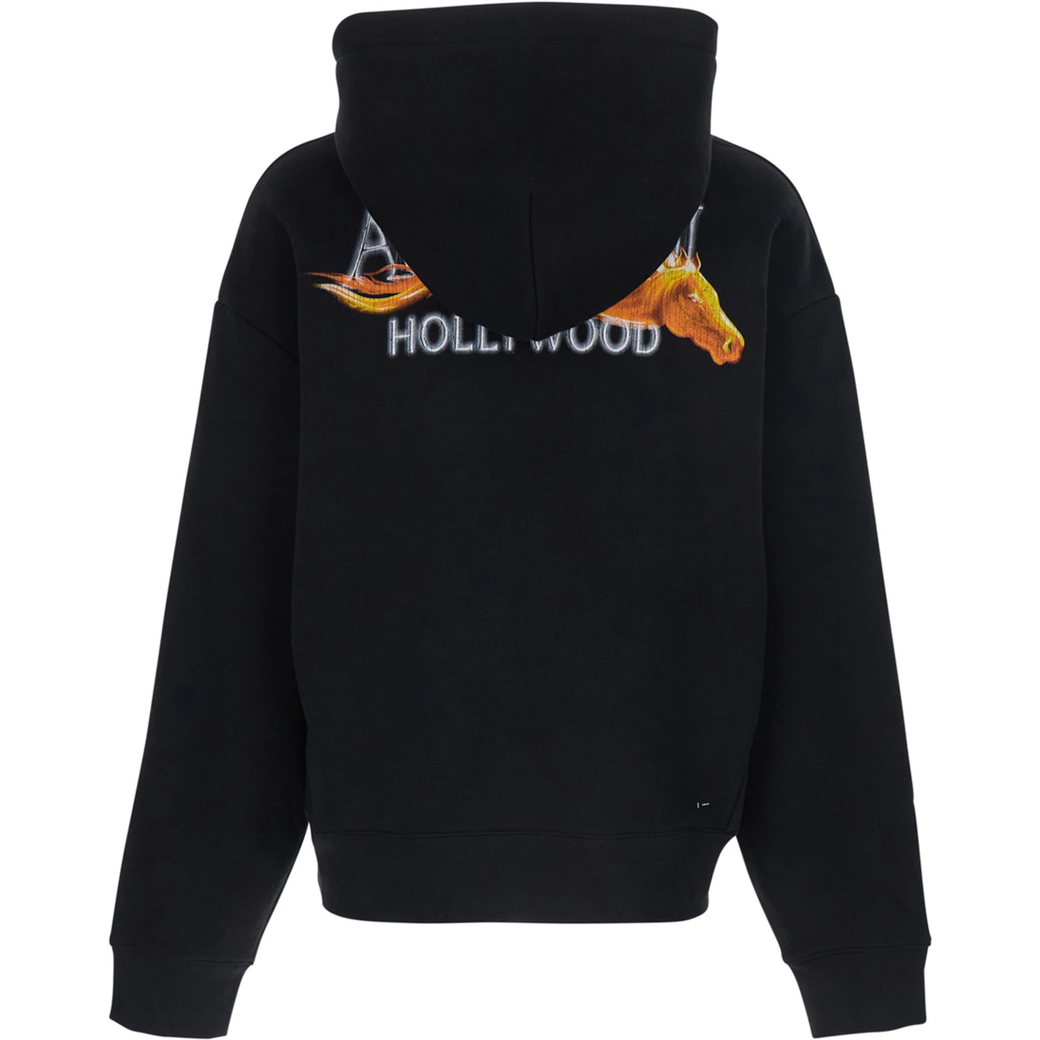 Black Hoodie with Fixed Hood and Logo Lettering on Front and Rear in Cotton Man