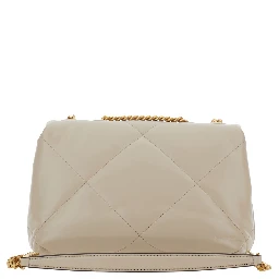 Kira Diamond Beige Crossbody Bag with Double T Logo in Quilted Leather Woman