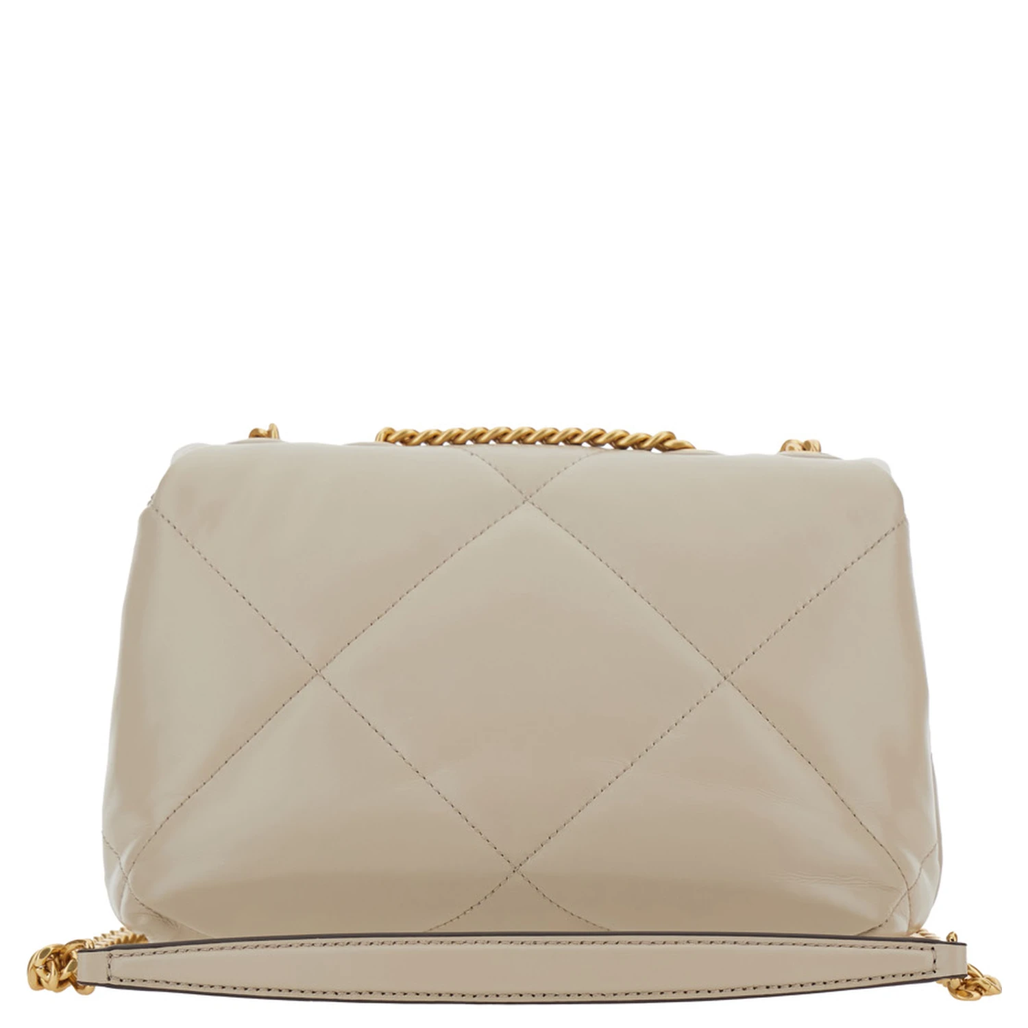 Kira Diamond Beige Crossbody Bag with Double T Logo in Quilted Leather Woman