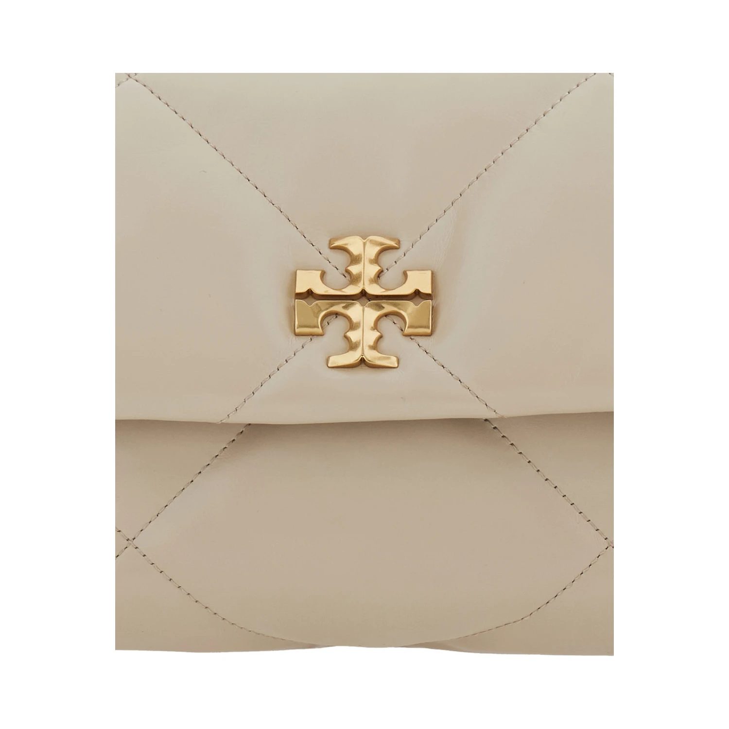 Kira Diamond Beige Crossbody Bag with Double T Logo in Quilted Leather Woman