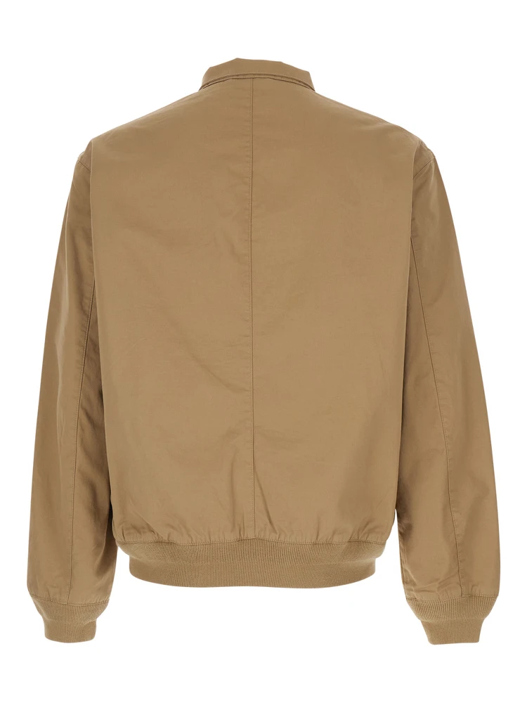 Beige Jacket with Foldable Collar and Embroidered Pony on the Front in Cotton Man alternative