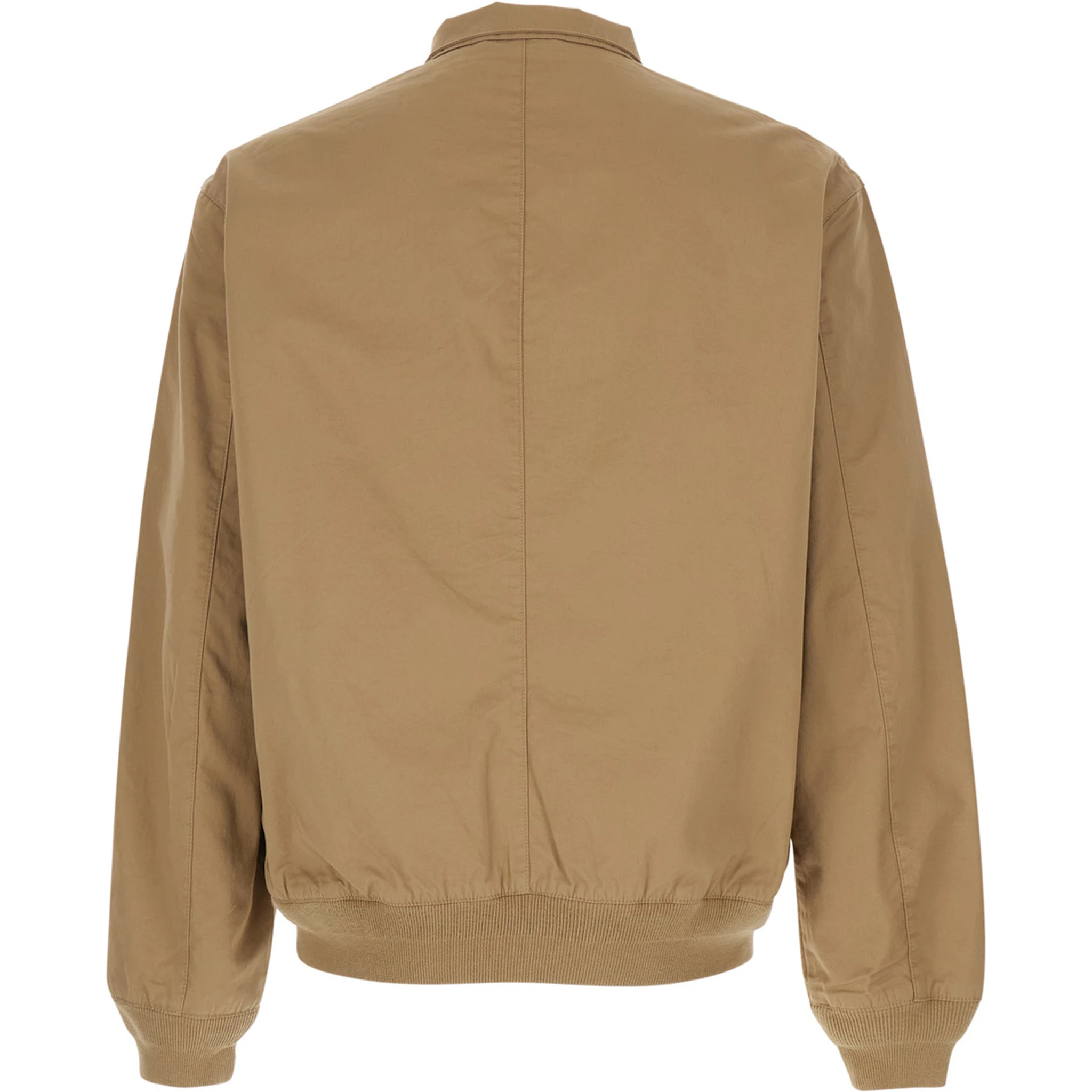 Beige Jacket with Foldable Collar and Embroidered Pony on the Front in Cotton Man